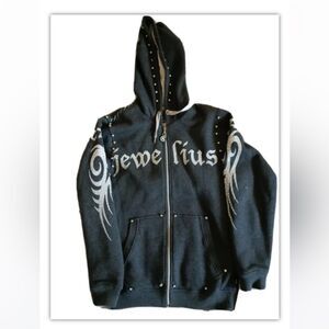 VINTAGE JEWELIUS CEZER GREY EMBELLISHED TRACK JACKET MEN’S SZ M